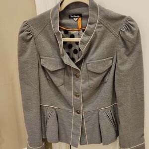 Anthropologie Gray Jacket with Cream Piping